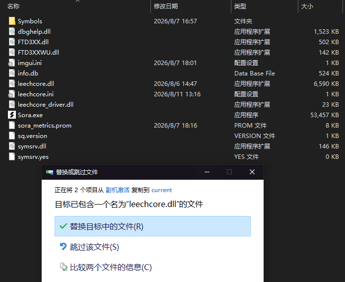 替换 Sora current 文件夹中的文件